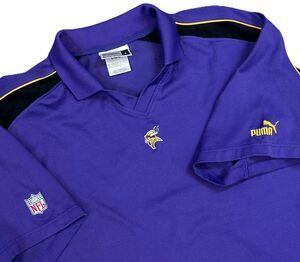 Puma Polo Shirt Men's Large Purple Minnesota Vikings NFL Team Apparel Golf